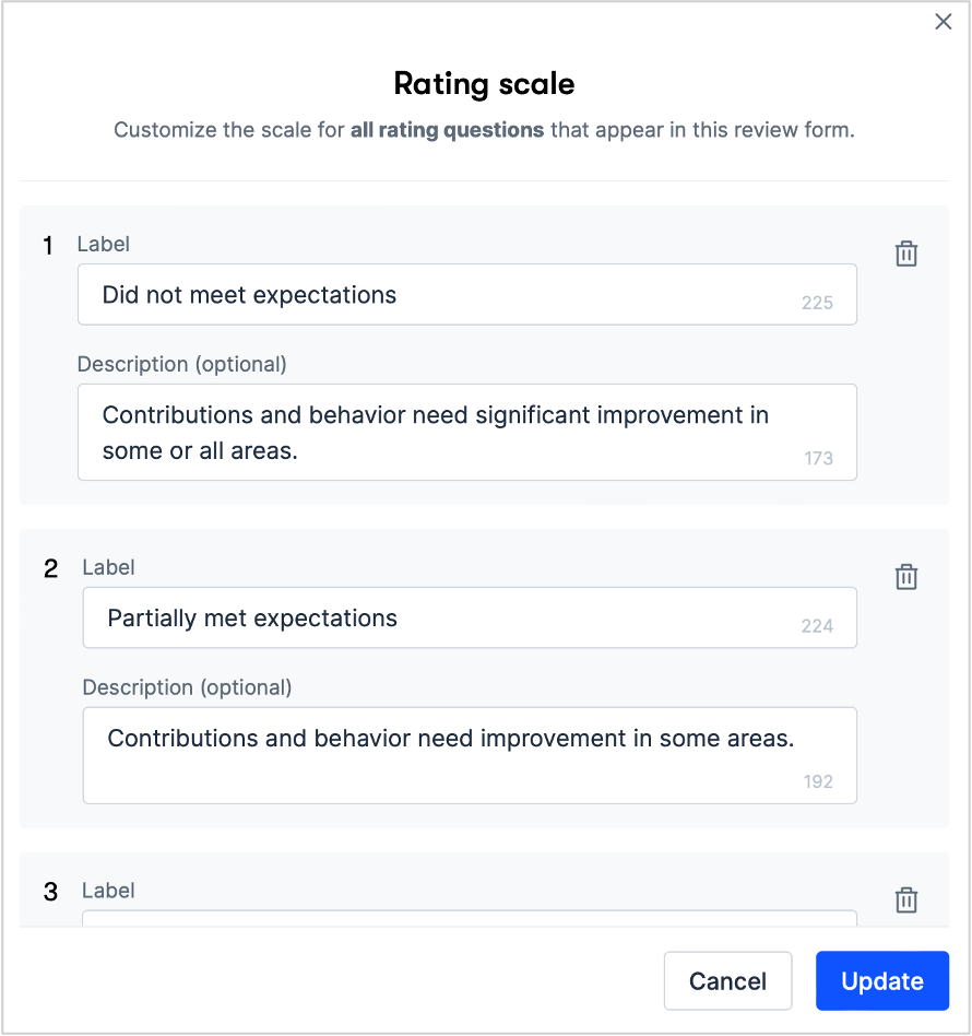 Rating Scale Customization – Help Center